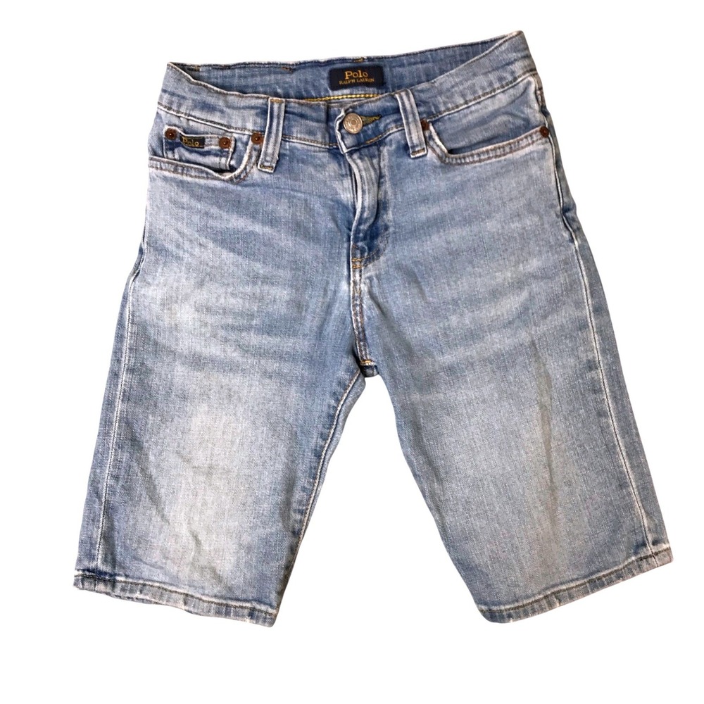 Polo Ralph Lauren Denim Shorts Kids Size 10 Light Wash Recycled Cotton 5-Pocket